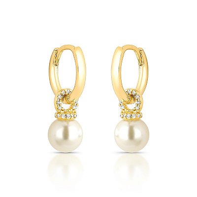 Brinco argola pérola