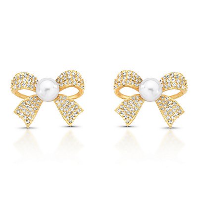 Brinco laço pérola