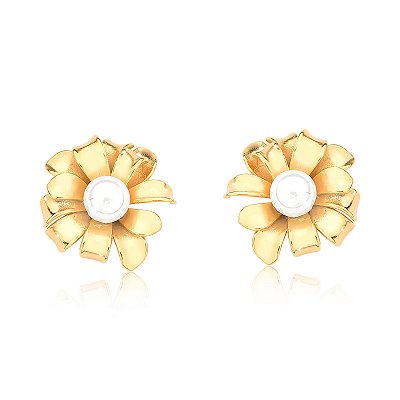 Brinco floral pérola