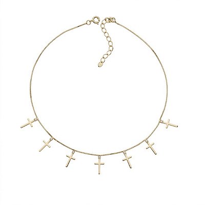 Colar choker cruz