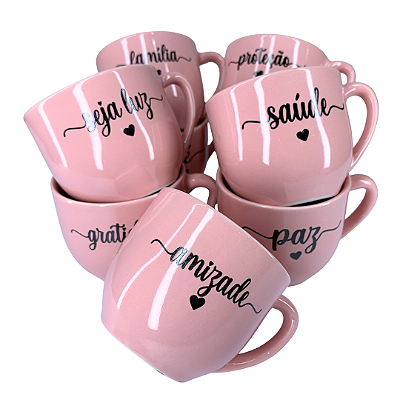 Xícara de Chá Paris 170ml Porcelana Mensagens Rosa