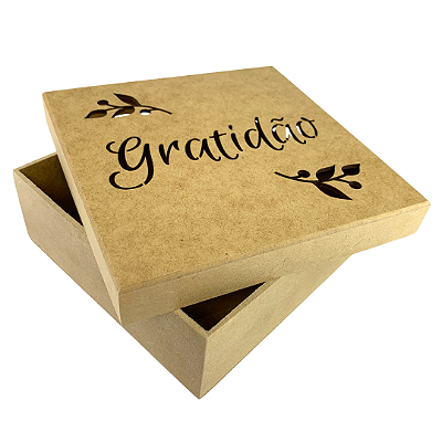 Caixa MDF Com Tampa 15 x 15 x 5cm Gratidão