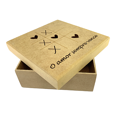 Caixa MDF Com Tampa 15 x 15 x 5cm O Amor Sempre Vence