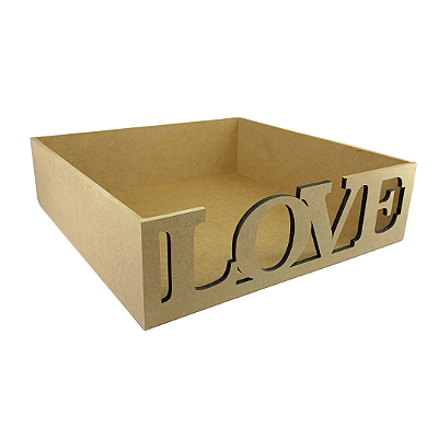 Bandeja de MDF 25 x 25 x 7cm Quadrada Love