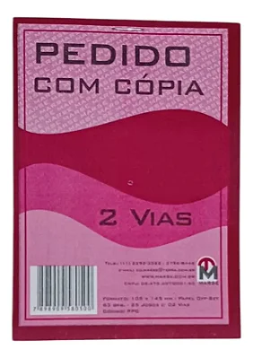 Pedido Com Cópia 2 vias 105x145mm 50 Folhas (25x2) Marse  Com 5 Blocos
