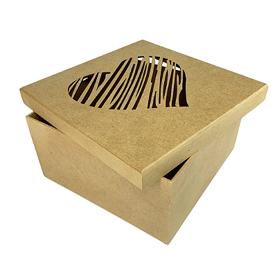 Caixa MDF Com Tampa 20 x 20 x 10cm Coração