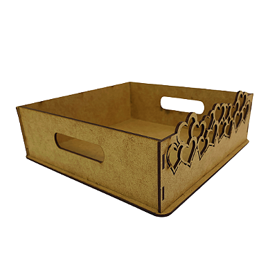 Bandeja de MDF 19 x 18 x 6cm Laser Mini Corações