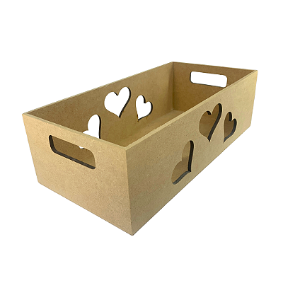 Bandeja de MDF 30 x 10 x 10cm 3 Corações