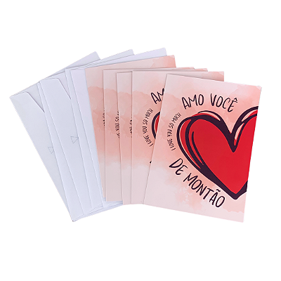 Cartão Comemorativo Romântico 10x15cm Amo Você de Montão C/5 unid