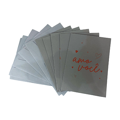 Cartão Comemorativo Romântico 10x15cm Amo Você C/5 unid