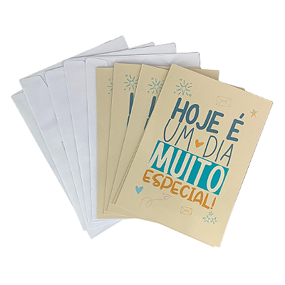 Cartão Comemorativo Aniversário 10x15cm Hoje É Um Dia Muito Especial C/5 unid