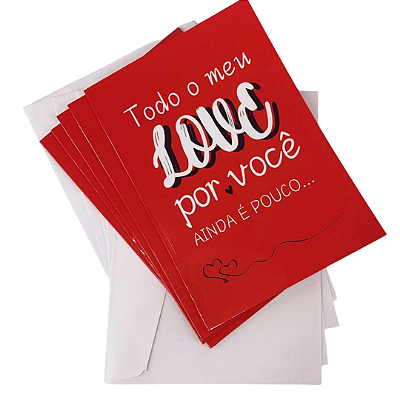 Cartão Comemorativo Romântico 10x15cm Todo o Meu Love Por Você C/5 unid
