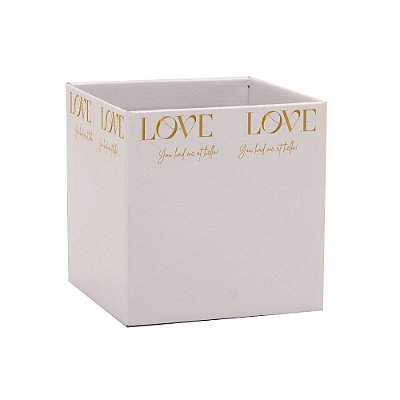 Cachepot Paper Quadrado Pote 15 Decorado New Love Marfim Xingó Embalagens