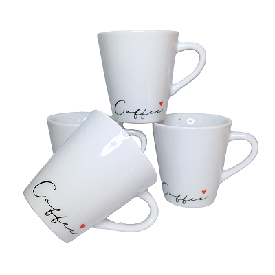Caneca Porcelana Tulipa 120ml Mensagens Fé Branca