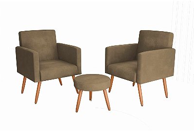 Conjunto 2 Poltronas e 1 Puff Dallas