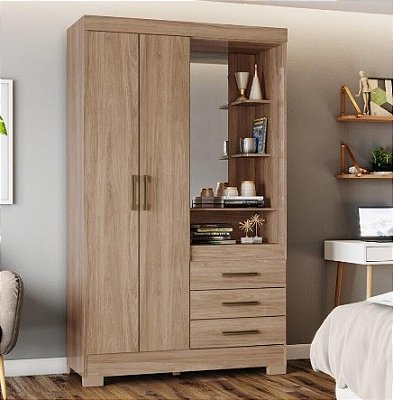 GUARDA ROUPA B64 2 PORTAS 3 GAVETAS BRIZZ
