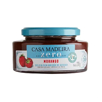 GELEIA CASA MADEIRA MORANGO ZERO AÇUCAR 220G