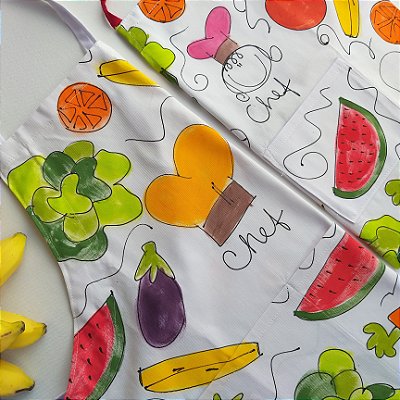 Kit Avental Família  Frutas e Legumes MENINA