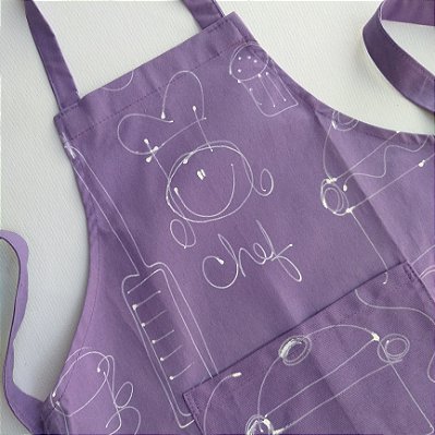 Avental de Culinária  Infantil  Chef  Colorido - LILÁS lavanda