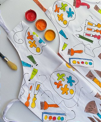 kit Avental Família Estampa brincando com Tinta