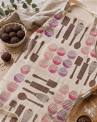 Avental Adulto em Brim de Algodão Estampa Brigadeiro – Andrea Milan