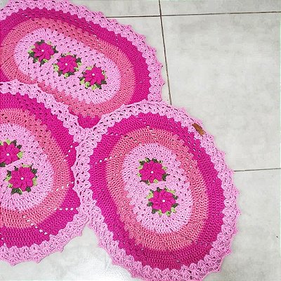 Conjunto tapetes rosas-3 peças