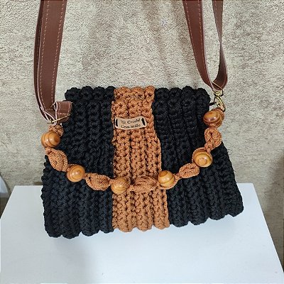 Bolsa pérola, preto/ terracota