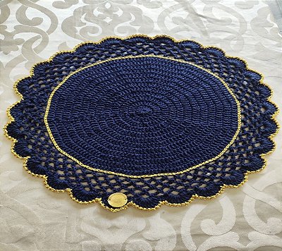 Sousplat azul marinho e dourado