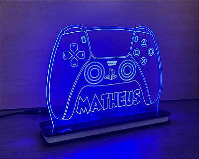 Luminária LED Geek abajur de acrílico Playtation cores personalizadas