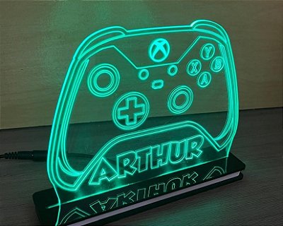 Luminária LED Geek abajur de acrílico XBOX cores personalizadas