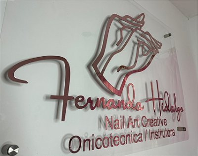 LOGO EM ACRILICO ESPELHADO DOURADO ROSE PRATA 70 x 40