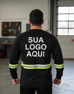 Kit 10 Camisetas Manga Longa Com Faixa Refletiva Personalizada