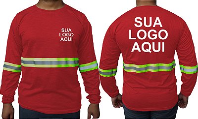 Kit 20 Camisetas Manga Longa Com Faixa Refletiva Personalizada