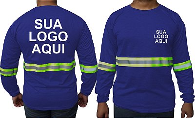 Kit 30 Camisetas Manga Longa Com Faixa Refletiva Personalizada