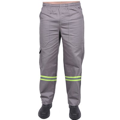 Kit 10 Calça em Brim Profissional Com Faixa Refletiva