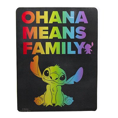 Placa Pride Ohana - Lilo e Stitch - Metal 26cm