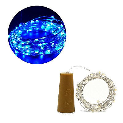 Luz de Fada - Rolha com Luz para Garrafa 20 Leds - Azul