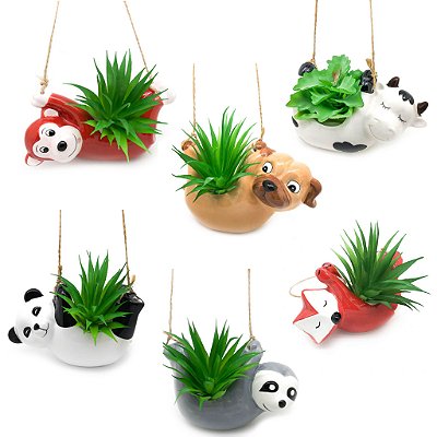 Kit 6 Vasos Cachepô Pendente Animais