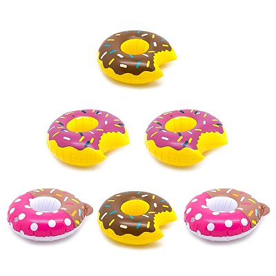 Kit 6 Bóia Porta Copos Donuts