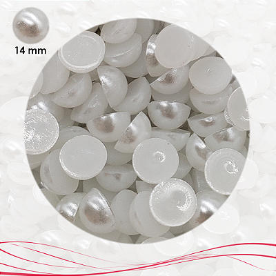 Meia Pérola ABS Sem Furo 14mm 50 unidades