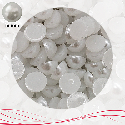 Meia Pérola ABS Sem Furo 16mm 50 unidades