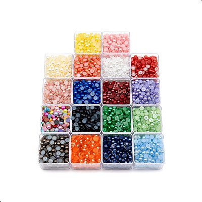 Kit 1800 Meia Perola ABS 6mm 18 Cores