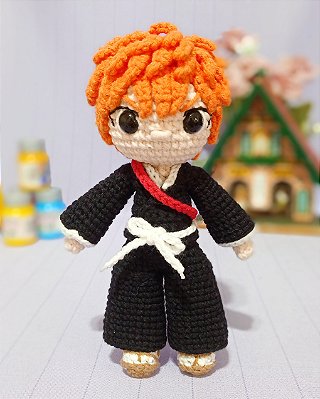 Amigurumi Ichigo Kurosaki Bleach Boneco de Crochê SOB ENCOMENDA