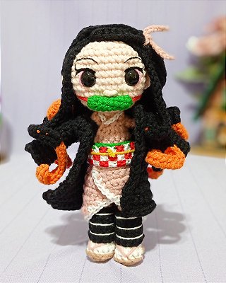 Amigurumi Nezuko Demon Slayer Kimetsu no Yaiba Boneca de Crochê SOB ENCOMENDA