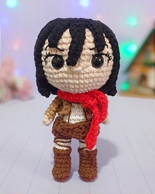 Amigurumi Mikasa Ackerman Attack on Titan SOB ENCOMENDA