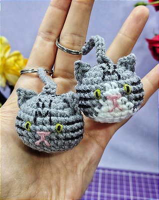 Chaveiro Amigurumi Cabeça de Gato