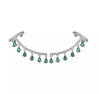 Brinco Ear Cuff mini gotas Esmeralda