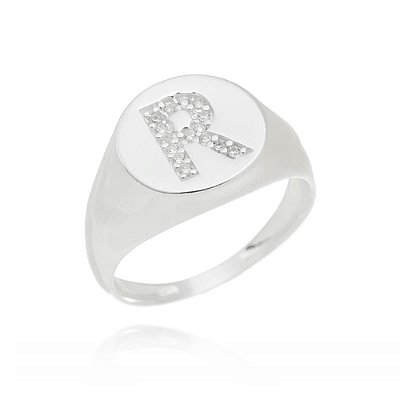 Anel Inicial Cravejada Mindinho Prata 925