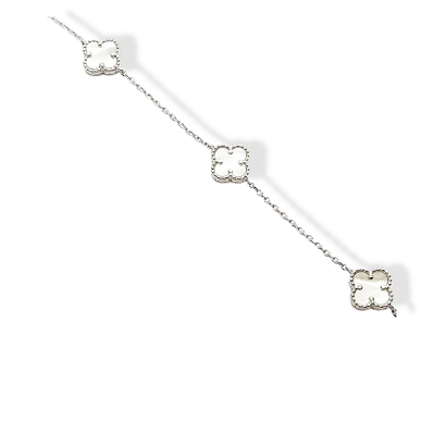 Pulseira Três Trevos Madrepérola Prata 925