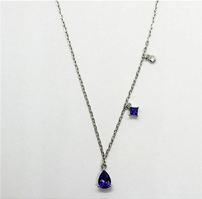 Colar Gota Safira Prata 925